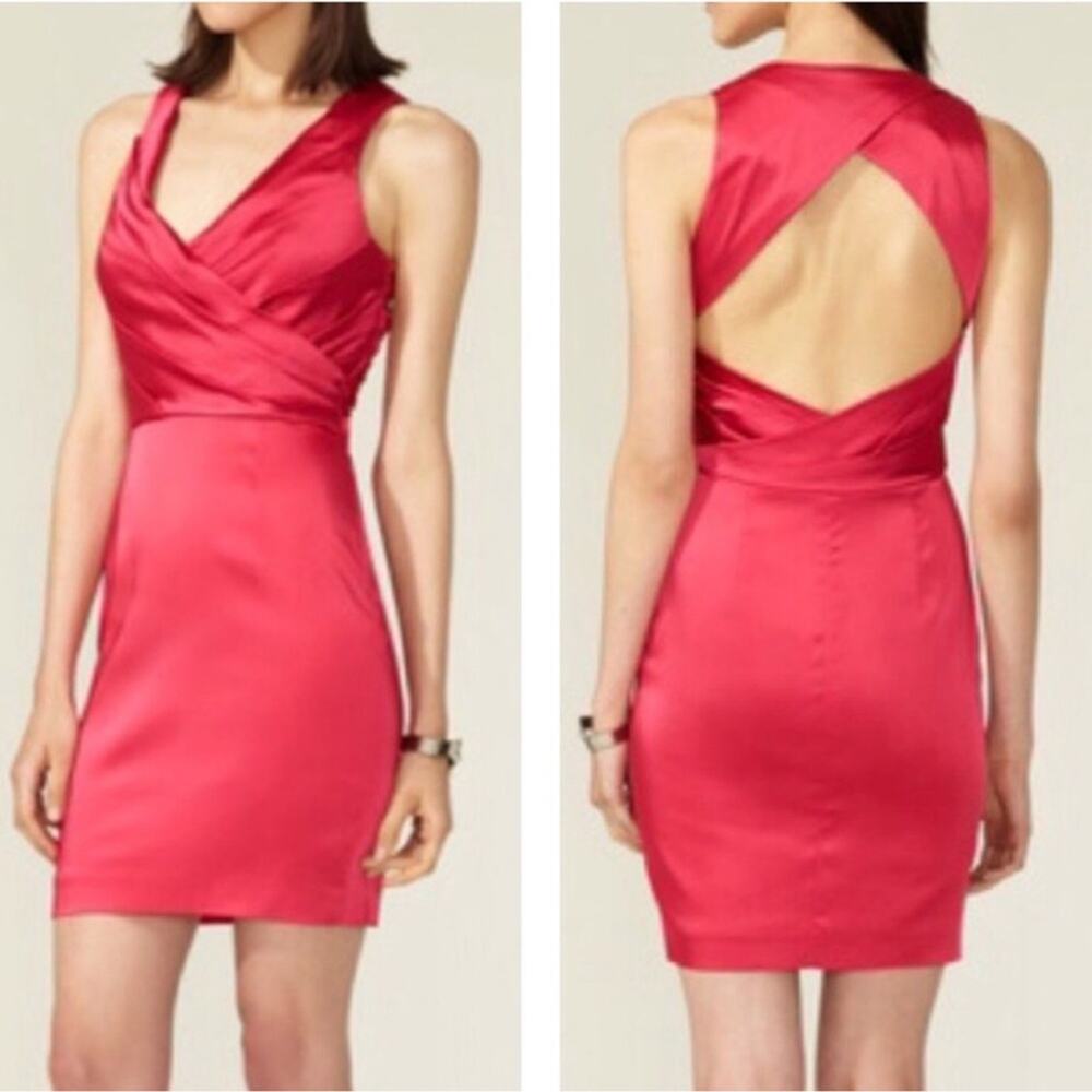 Vera Wang Lavender Label Charmeuse Hot Pink Sexy Cocktail Dress Size 6 NWT